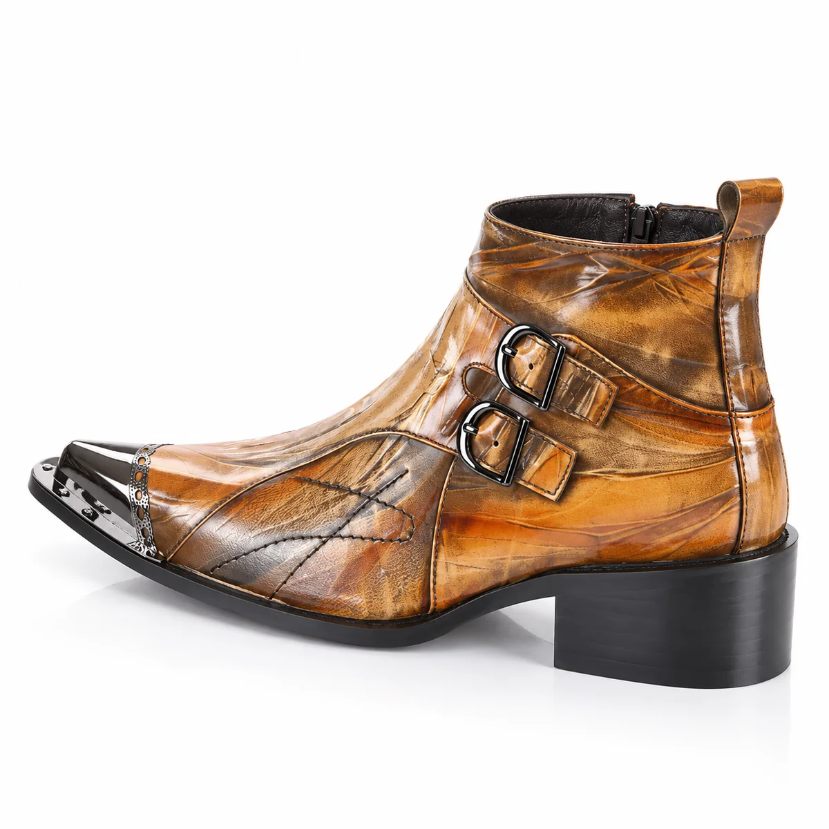 44154 17a bottines homme jaunes a bout pointu et vue arriere