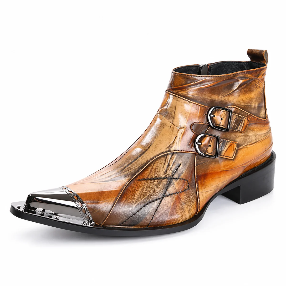 44154 17a bottines homme jaunes a bout pointu et vue principale