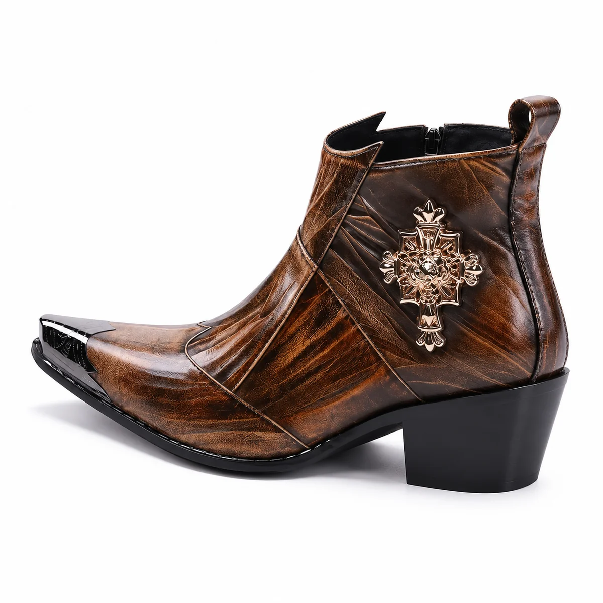 44155 17a bottines homme marron a bout pointu et vue arriere