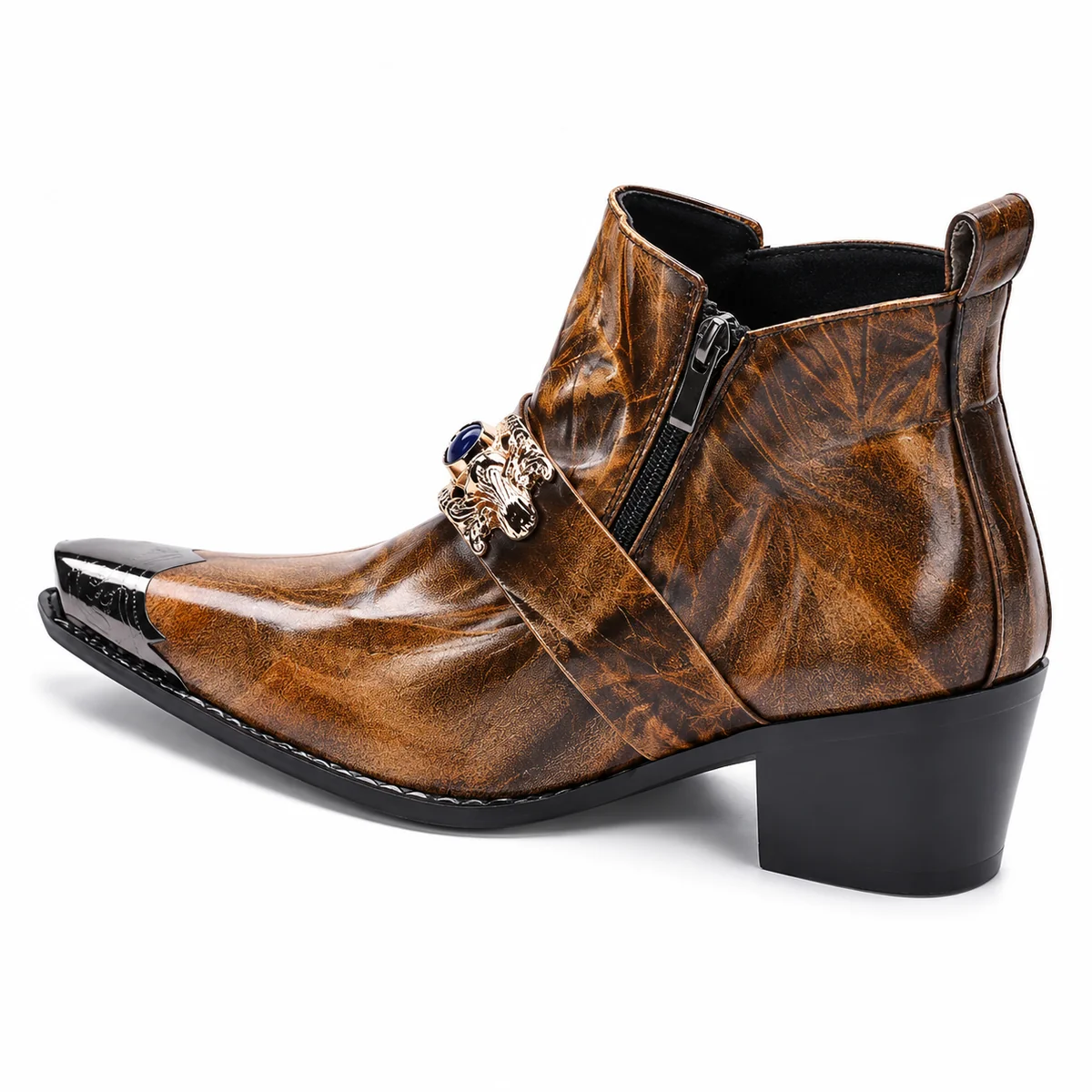 44156 17a bottines homme camel a bout pointu et vue arriere