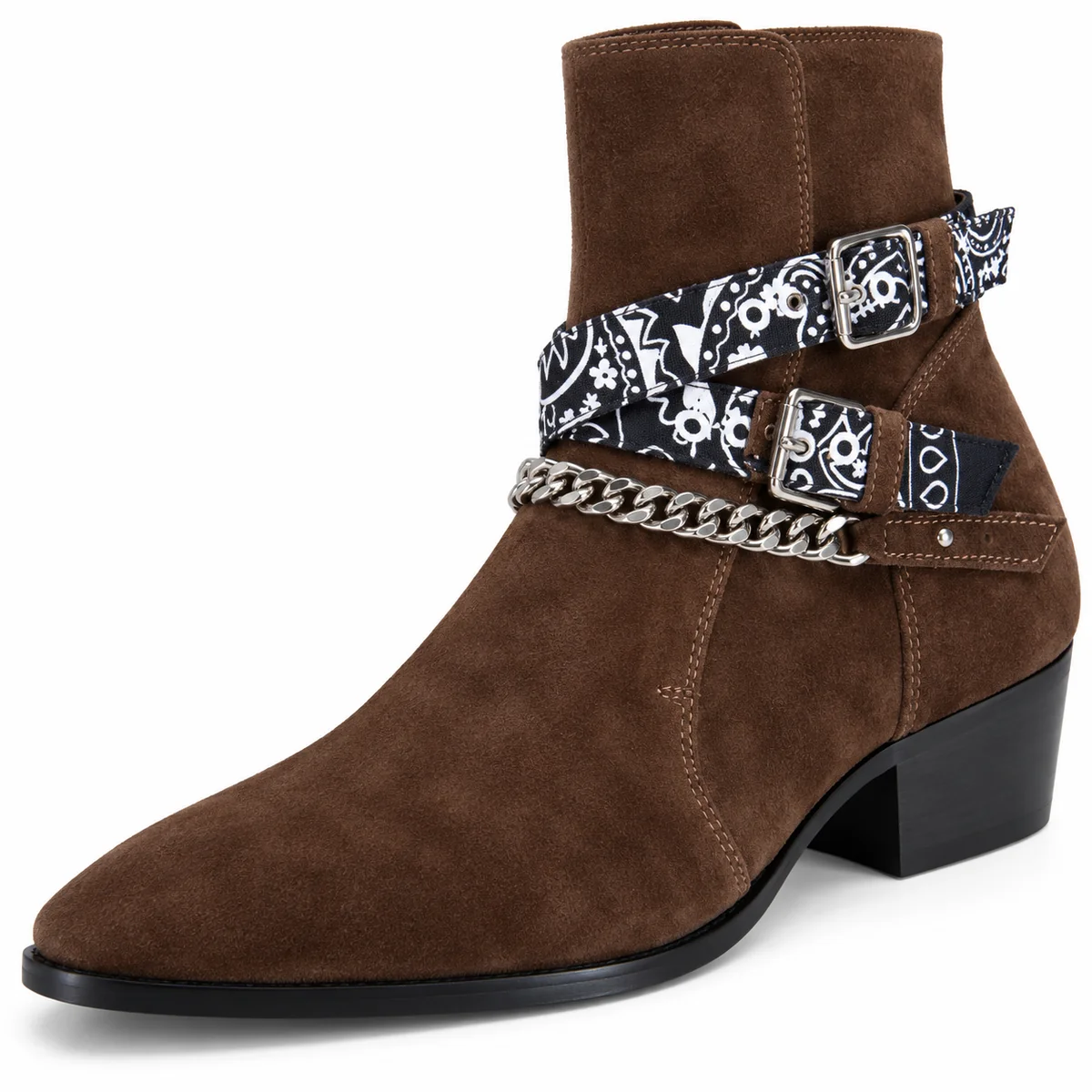 44158 17a bottines homme marron fonce a brides e detail