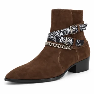 44158 17a bottines homme marron fonce a brides e vue principale