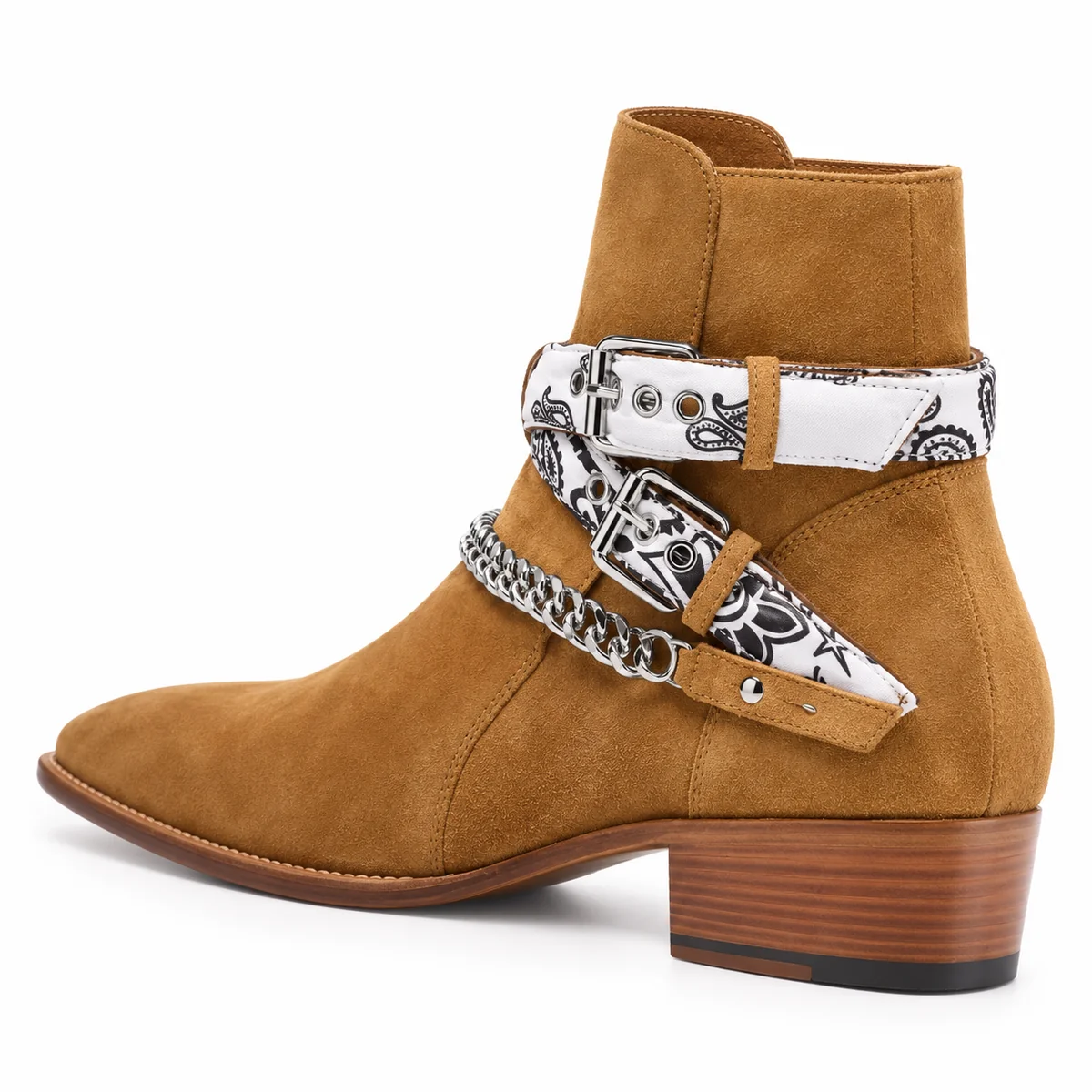 44159 17a bottines homme cafe a brides et chaine vue arriere