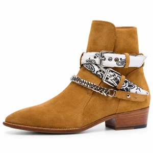 44159 17a bottines homme cafe a brides et chaine vue principale