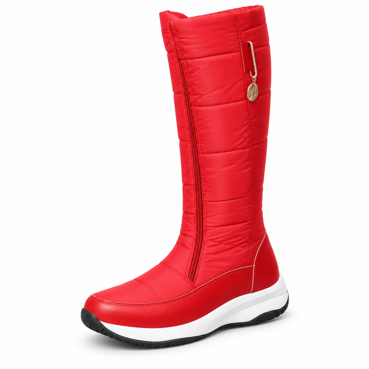 44165 17a bottes femme rouges fourrees a zip et vue principale