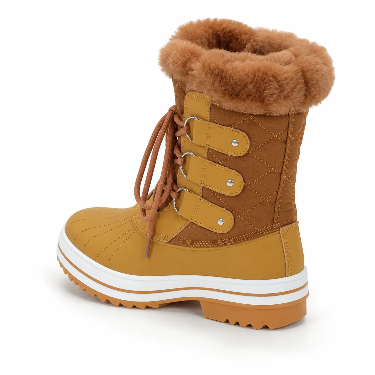 44167 17a bottes femme kaki fourrees a lacets et vue arriere