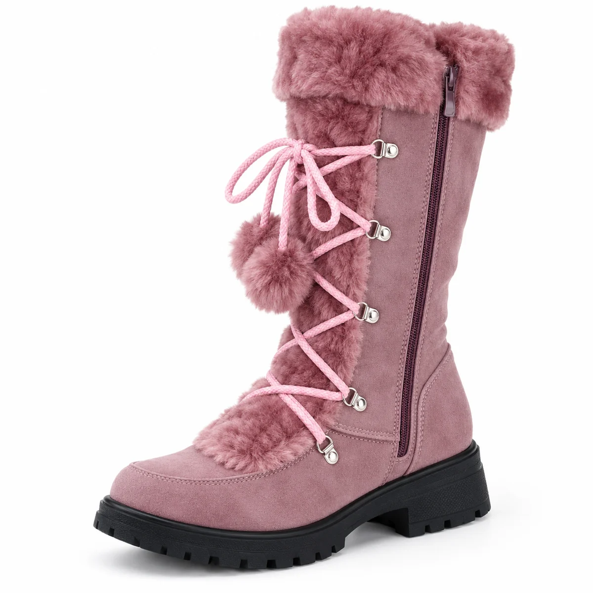 44171 17a bottes femme violettes a lacage croise detail