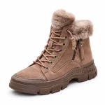 44172 17a bottines femme marron fourrees a lacet vue principale