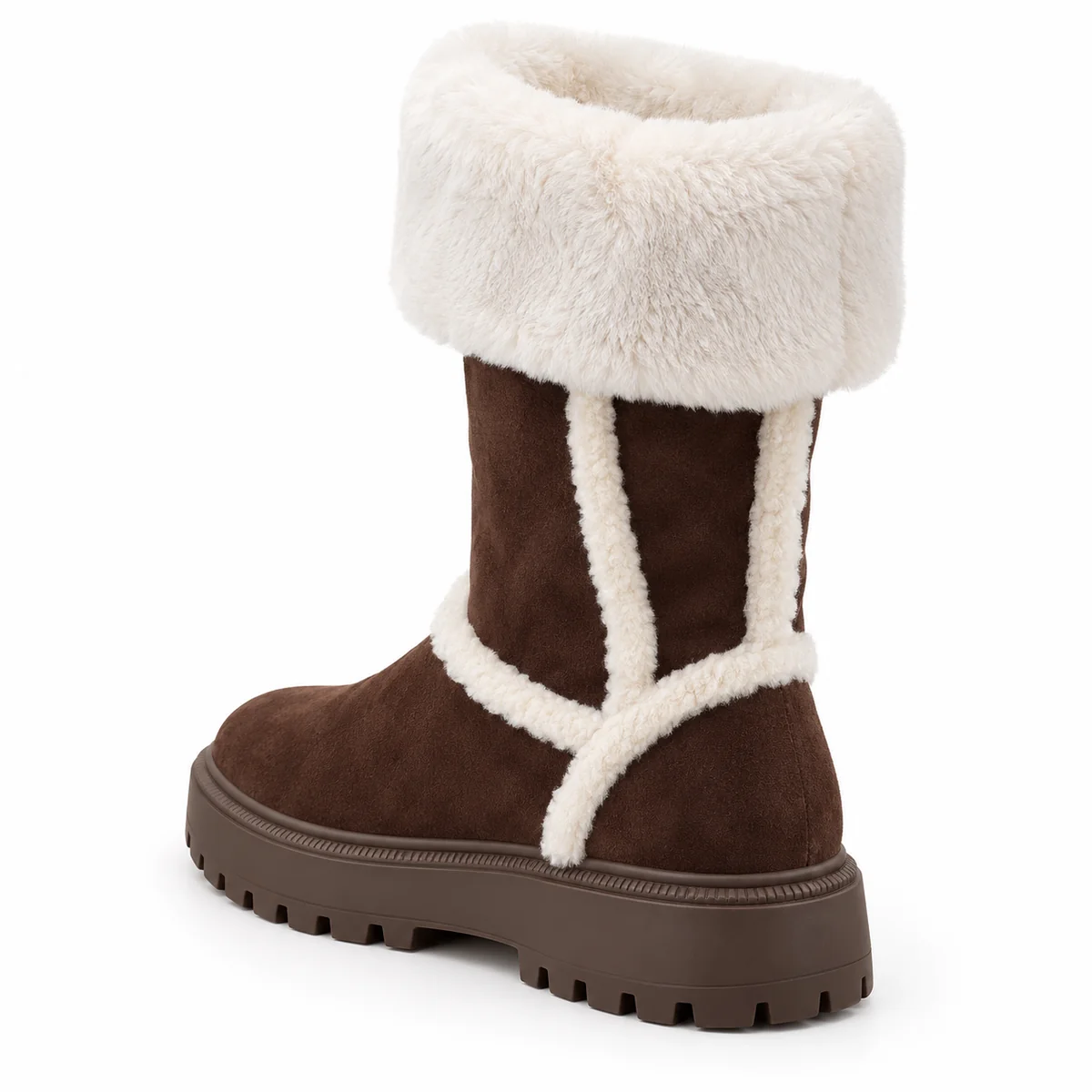 44173 17a bottes femme marron fourrees a finitio vue arriere
