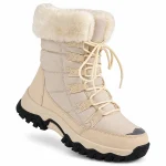 44175 17b bottes femme beiges a lacets et col a vue principale