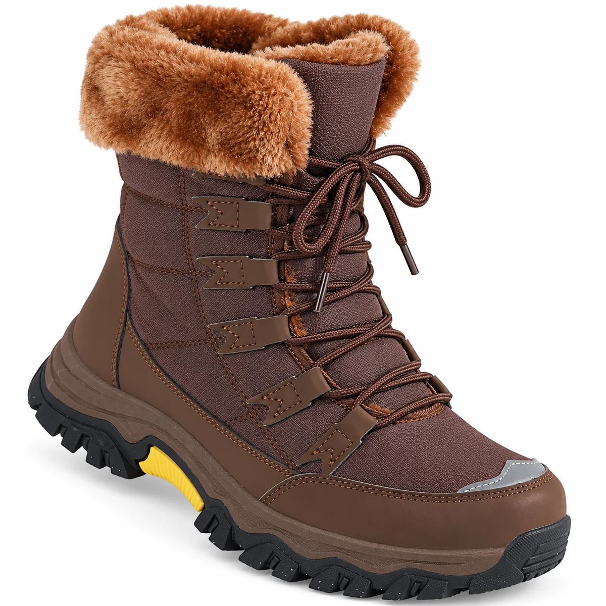 44176 17b bottes femme marron a lacets et col a detail