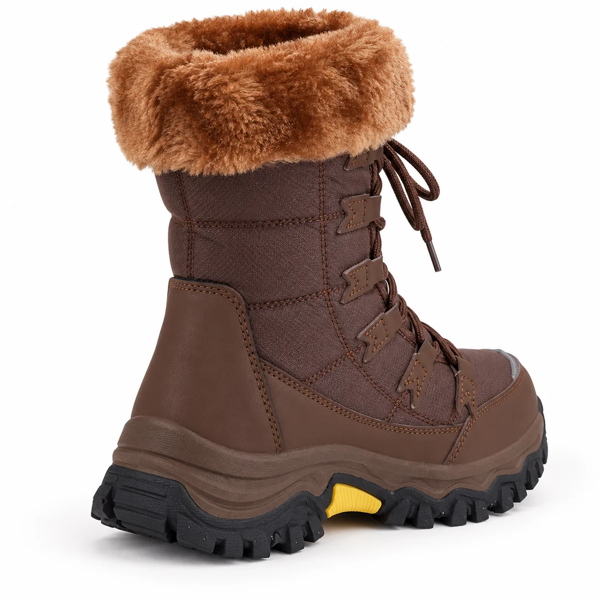 44176 17b bottes femme marron a lacets et col a vue arriere