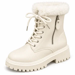 44177 17b bottines femme blanches fourrees a lac vue principale