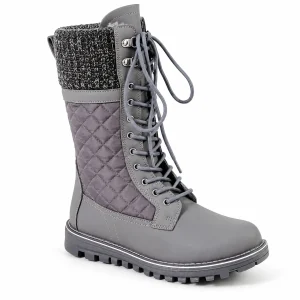 44178 17b bottes femme grises fourrees a lacets vue principale