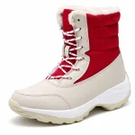 44180 17b bottes femme beige et rouge montantes vue principale