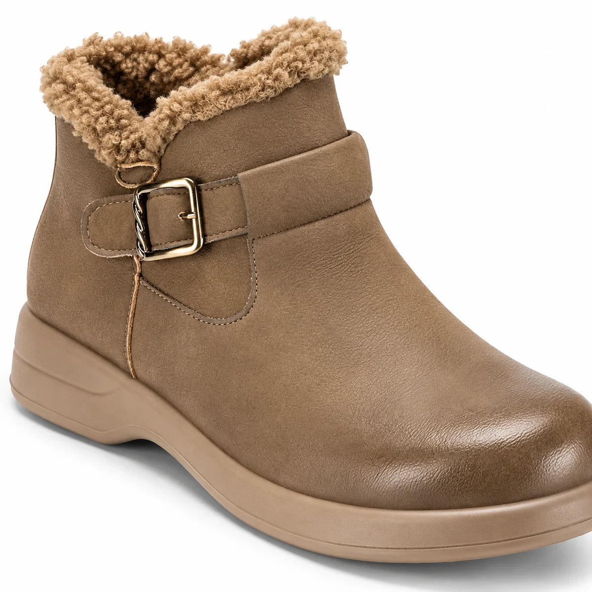 44184 17b bottines femme kaki a boucle et doublu detail