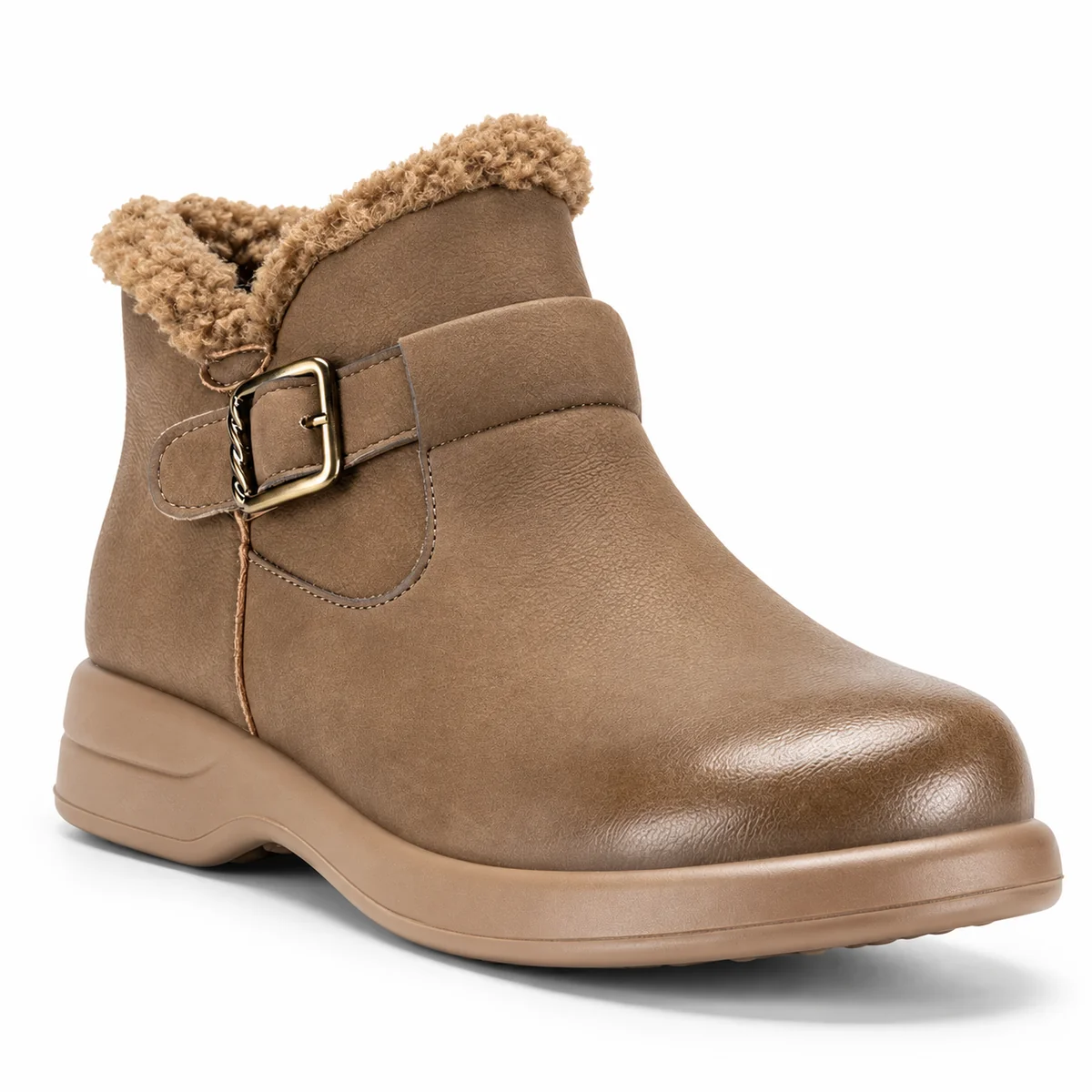 44184 17b bottines femme kaki a boucle et doublu vue principale