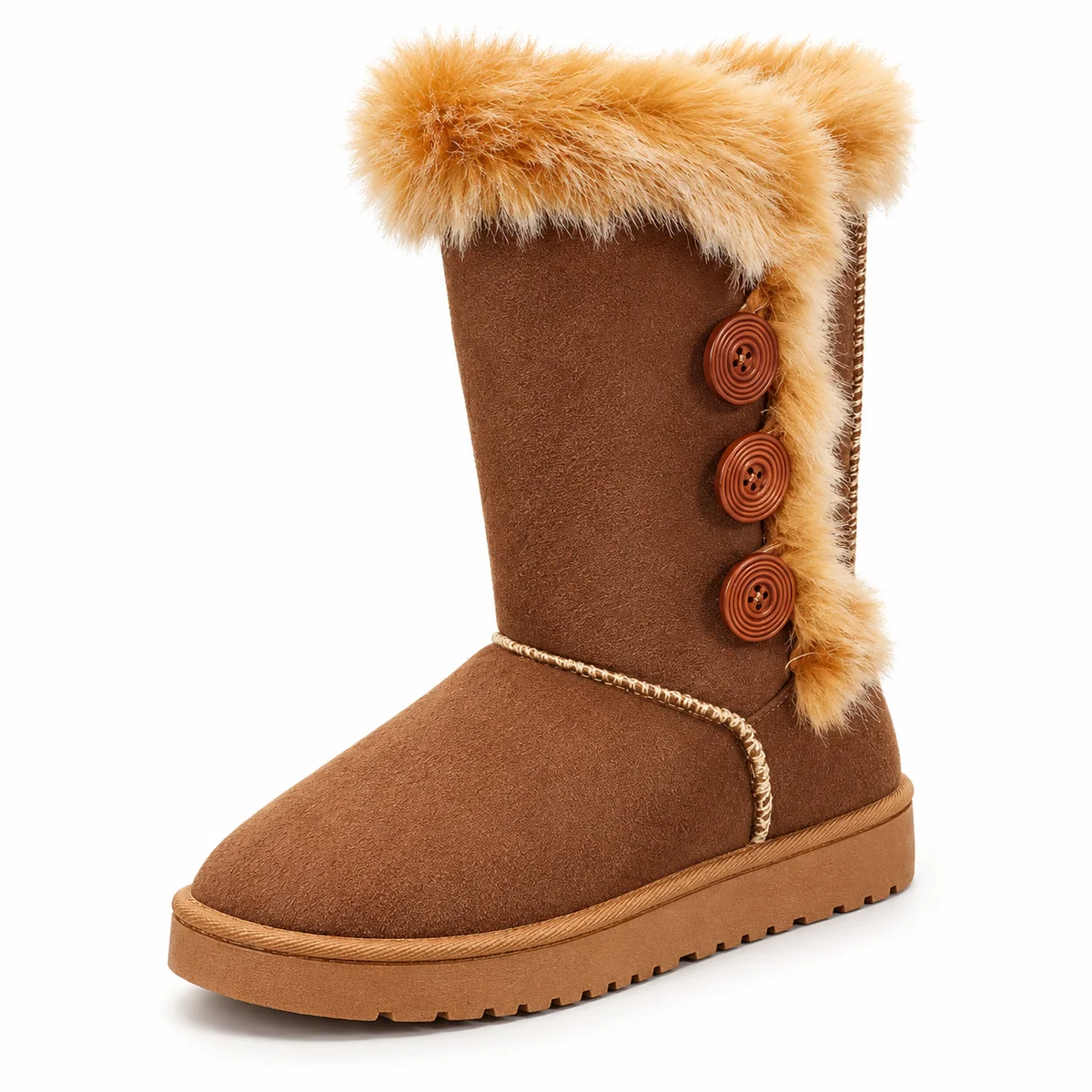 44185 17b bottes femme marron fourrees a boutons vue principale