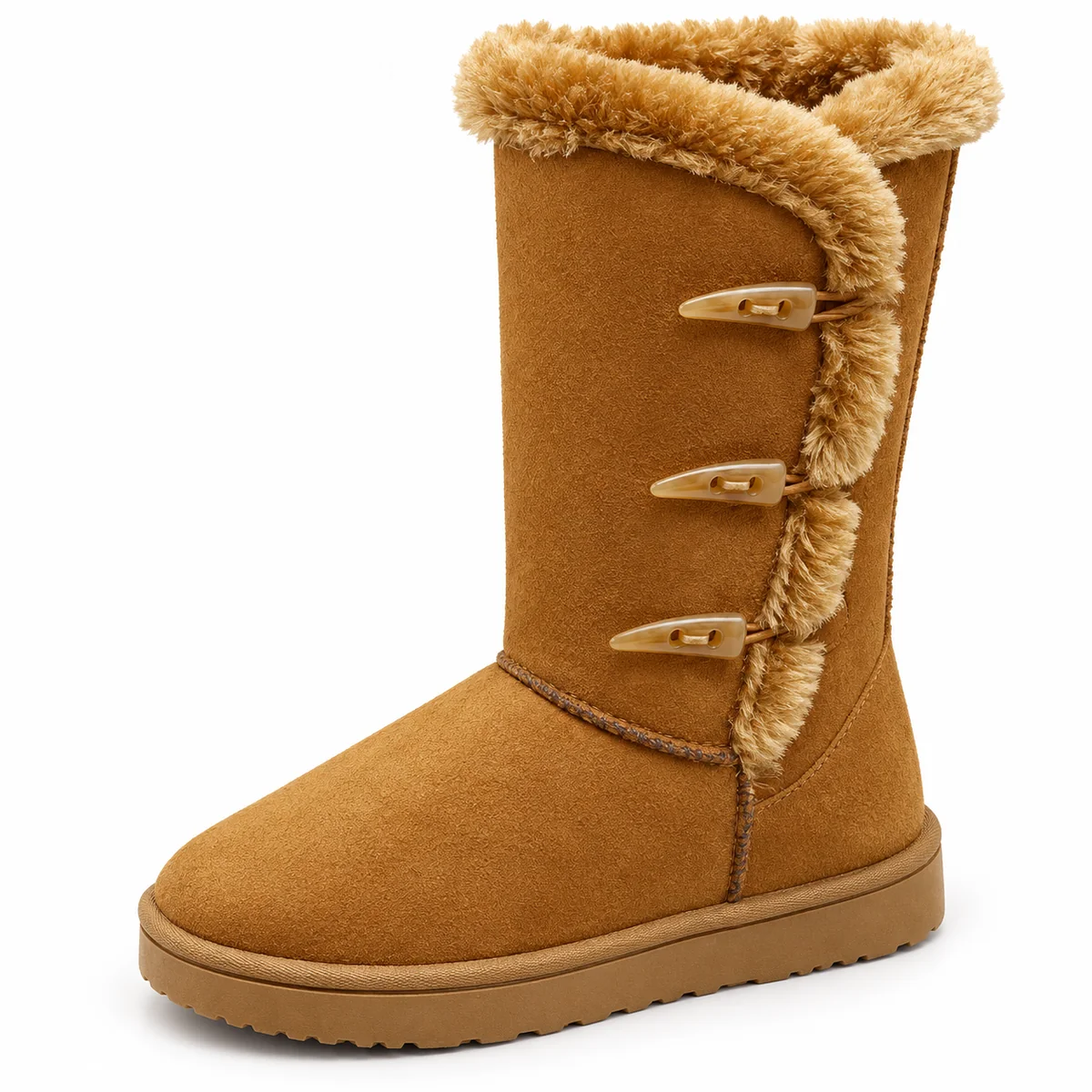 44186 17b bottes femme marron fourrees a attache detail