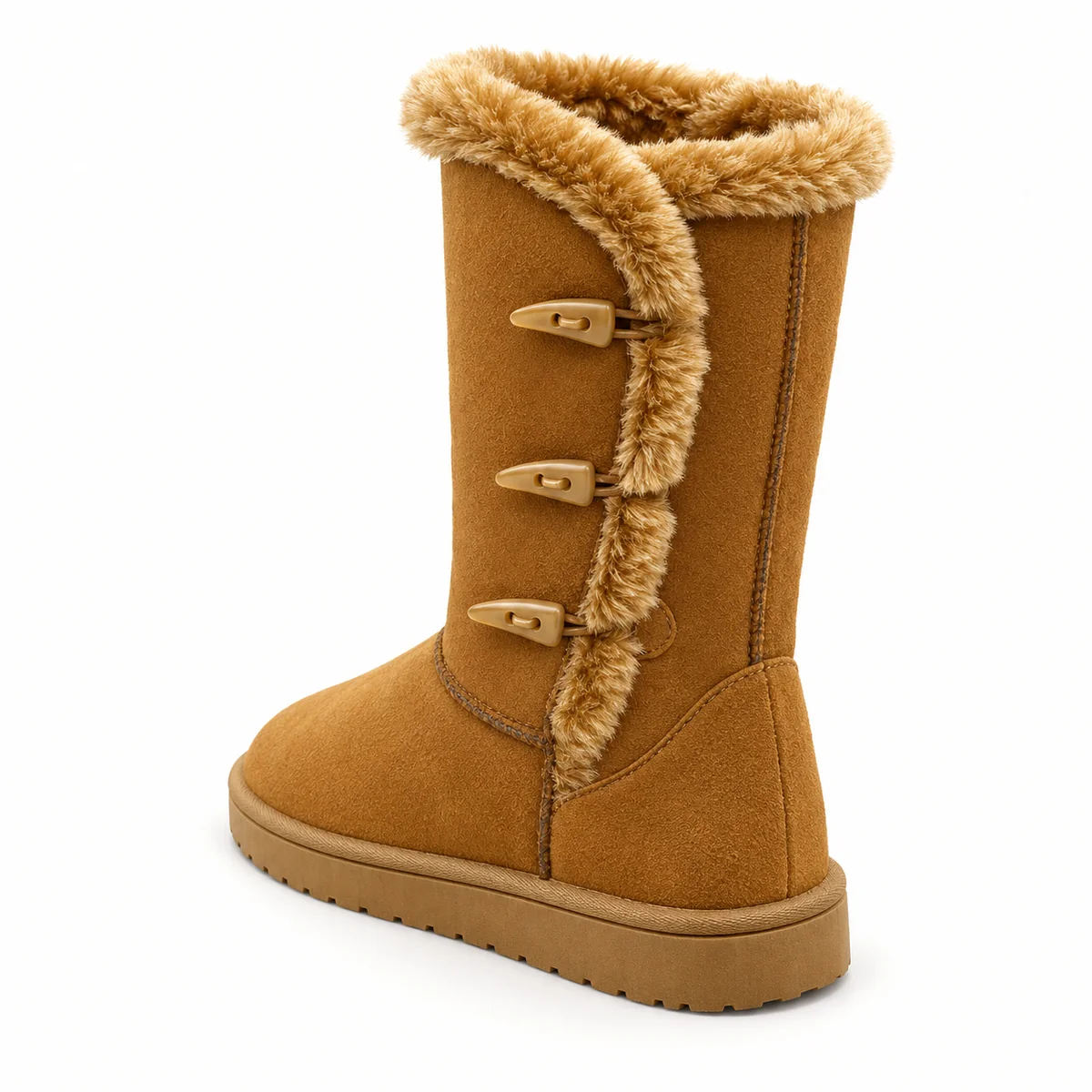 44186 17b bottes femme marron fourrees a attache vue arriere