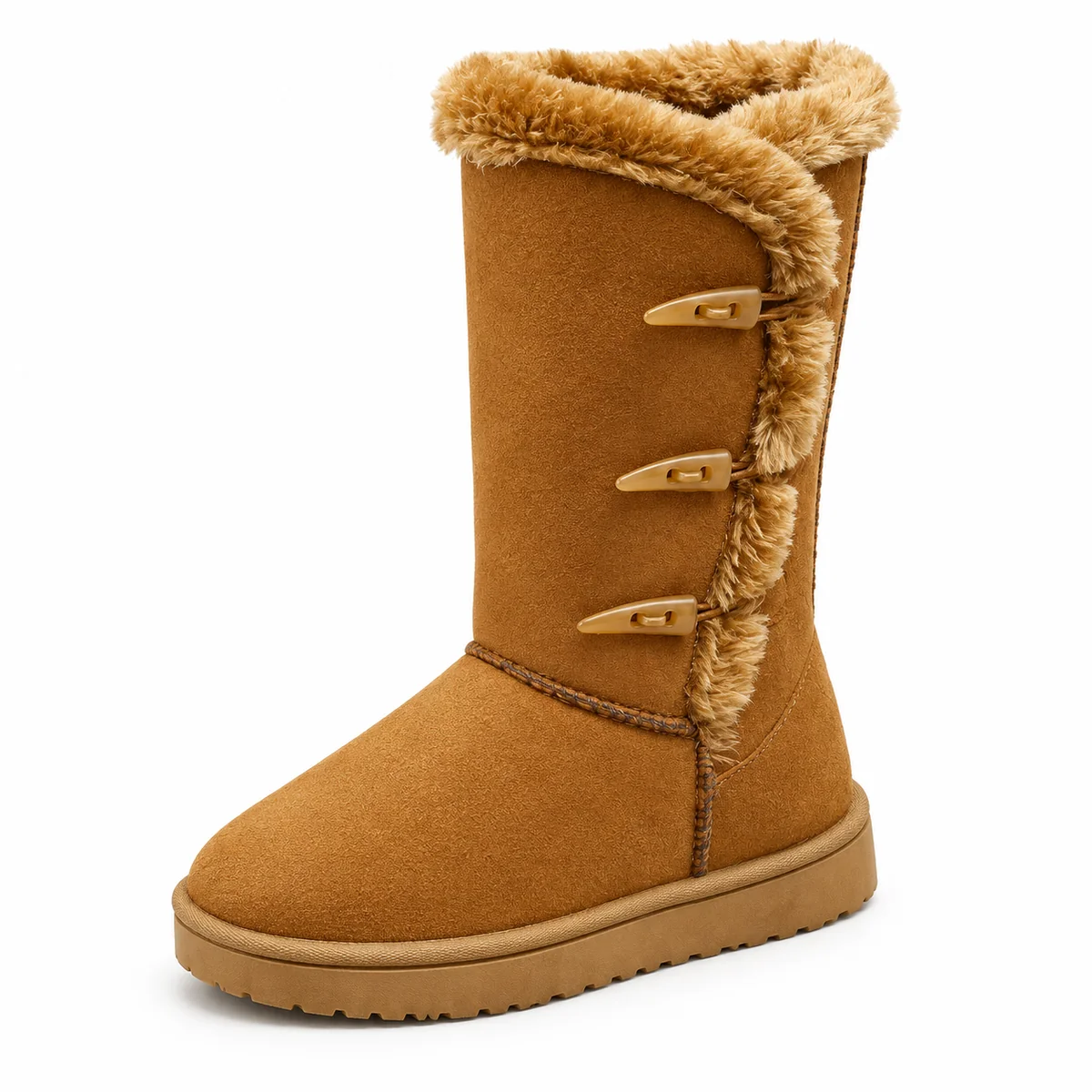 44186 17b bottes femme marron fourrees a attache vue principale