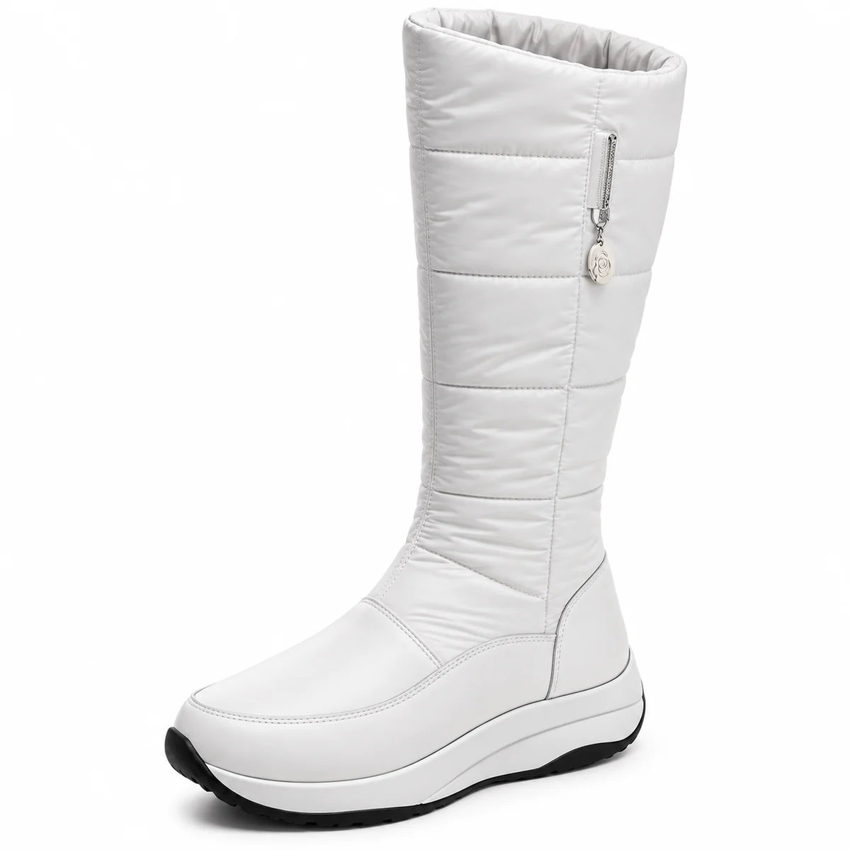 44187 17b bottes femme blanches hautes fourrees detail