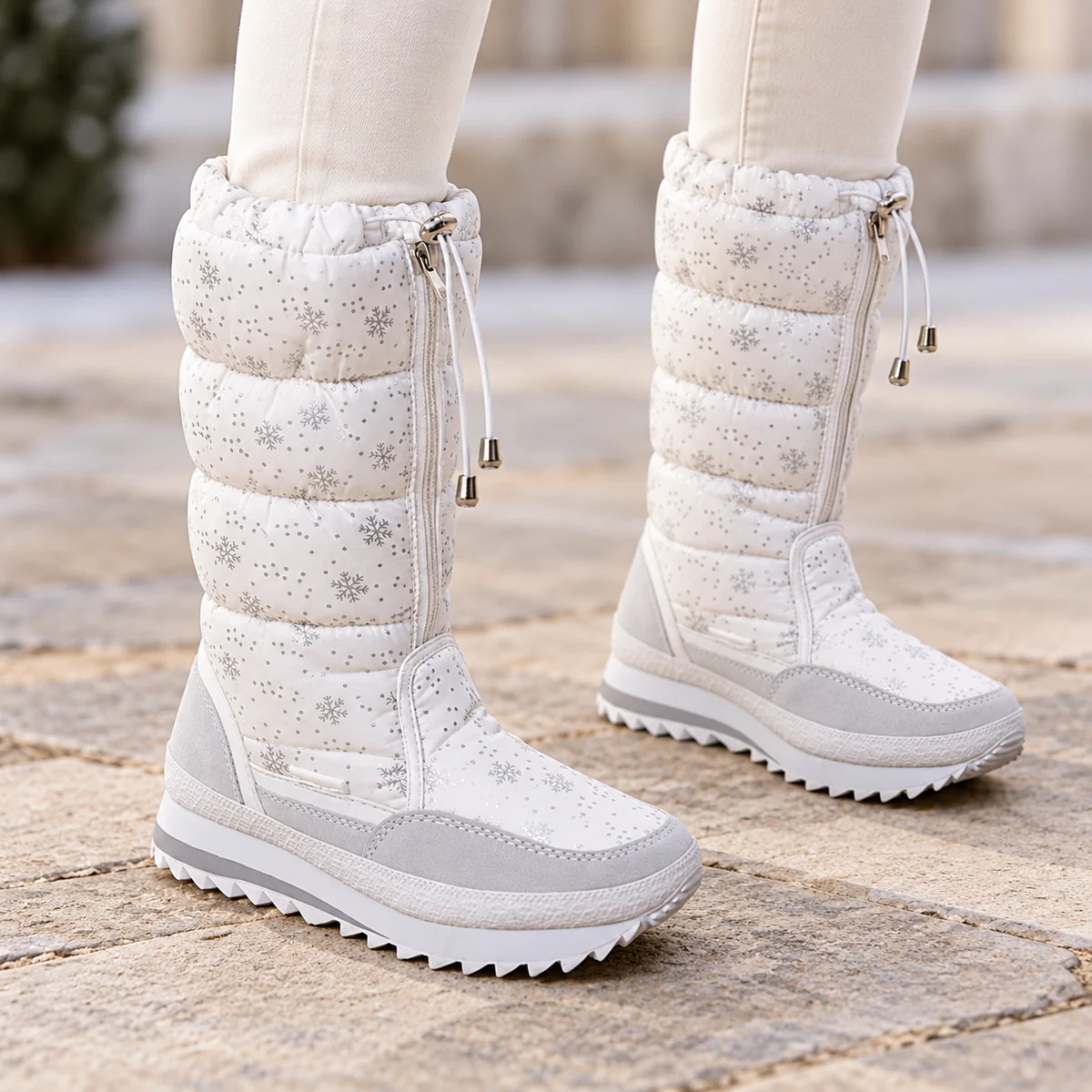 44191 17b bottes femme blanches fourrees a tige porte