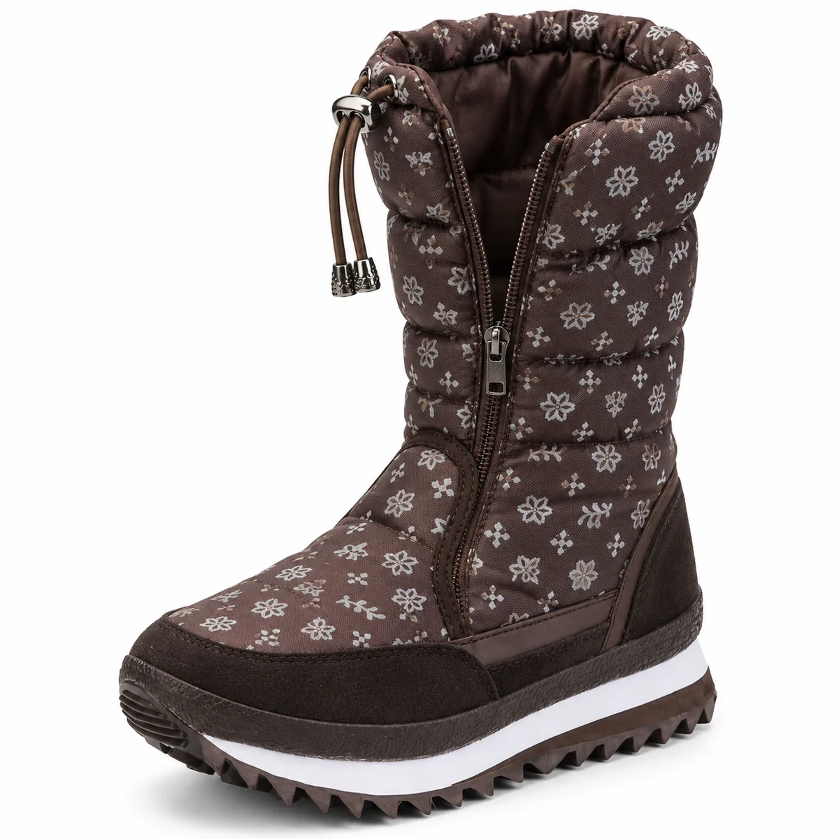 44192 17b bottes femme marron imprimees a zip et detail