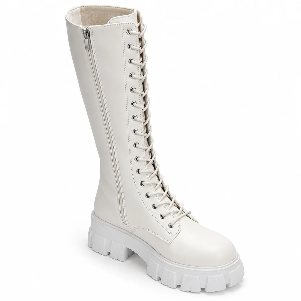 44193 17b bottes femme blanches hautes a lacets detail