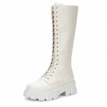 44193 17b bottes femme blanches hautes a lacets vue principale