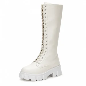 44193 17b bottes femme blanches hautes a lacets vue principale