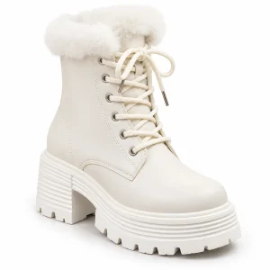 44194 17b bottines femme beiges fourrees a plate vue principale