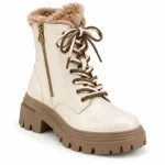 44195 17b bottines femme beiges a lacets et doub vue principale