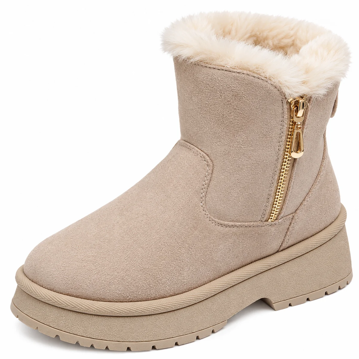 44198 17b bottines femme beiges fourrees en sued detail