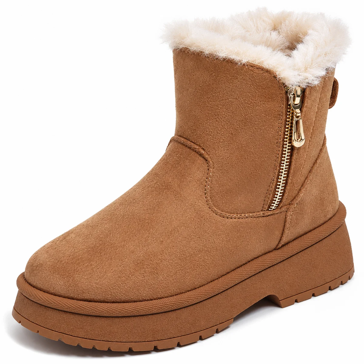 44199 17b bottines femme marron fourrees en sued detail