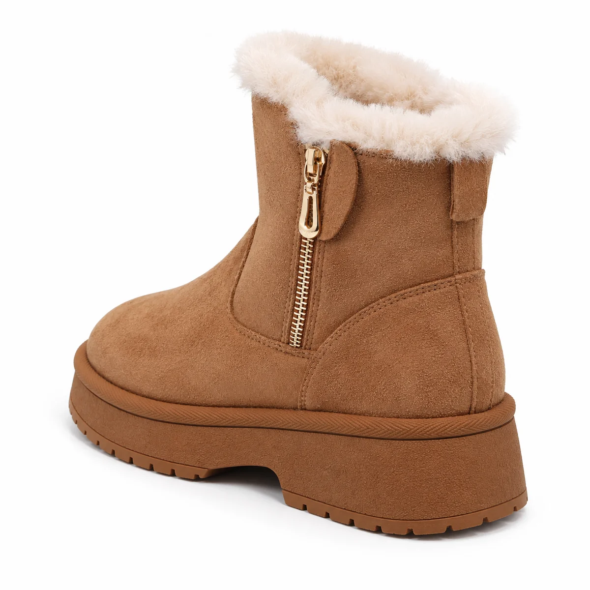 44199 17b bottines femme marron fourrees en sued vue arriere