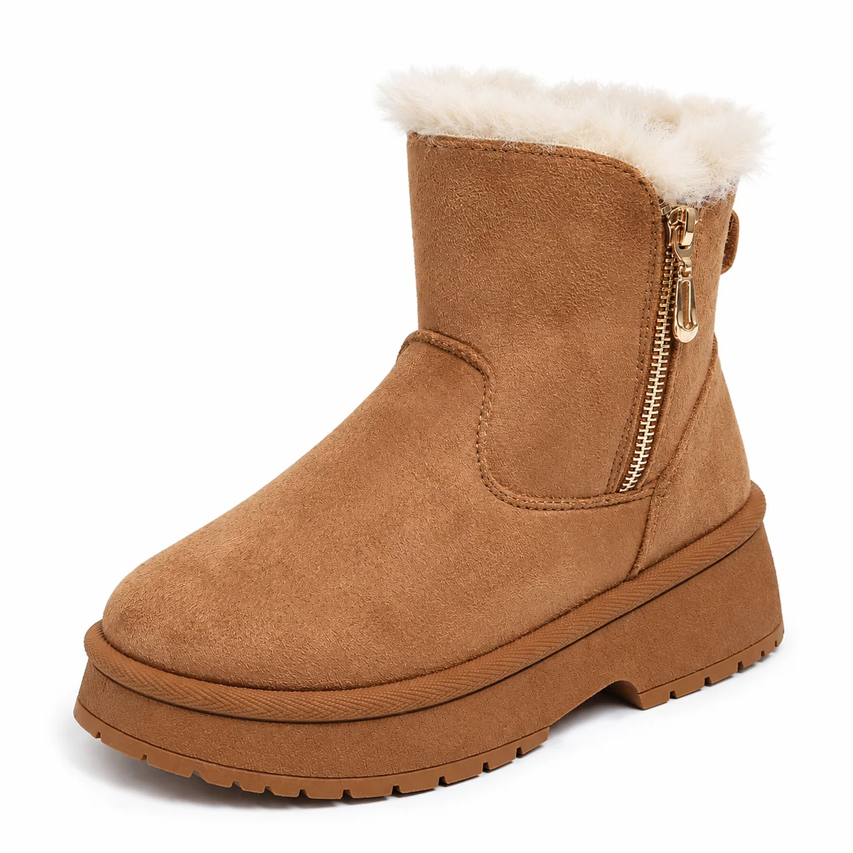 44199 17b bottines femme marron fourrees en sued vue principale