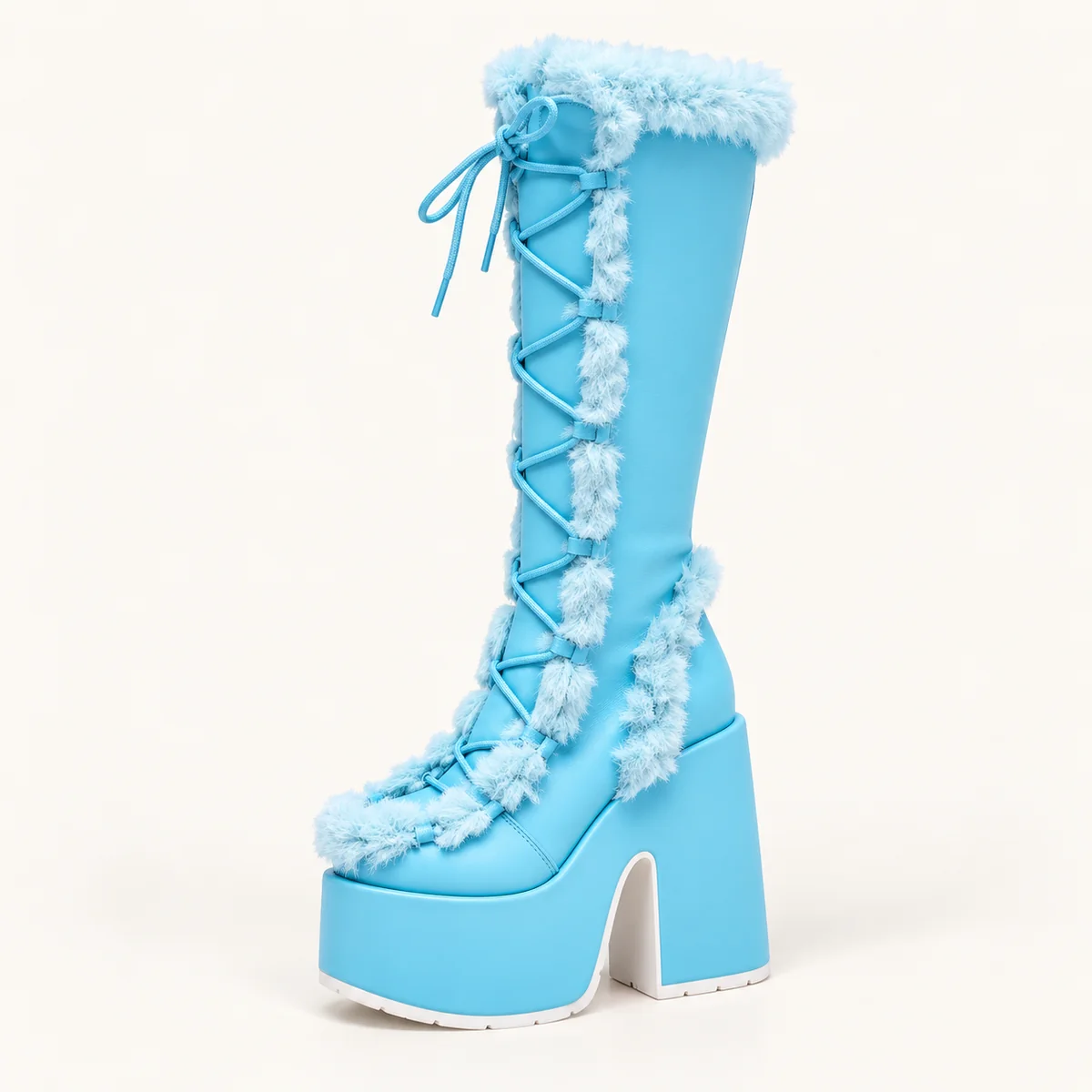44201 16a bottes femme bleues a plateforme talon vue principale