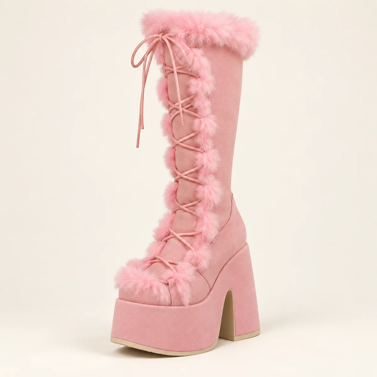 44202 16a bottes femme roses a plateforme talon vue principale