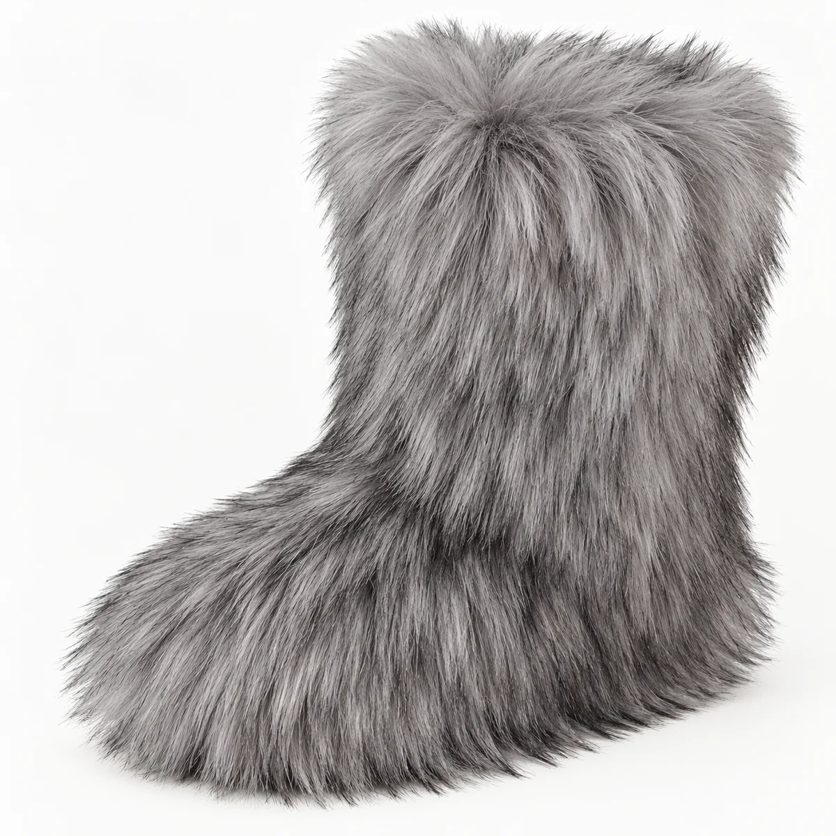 44208 16a bottes femme grises a effet peluche detail