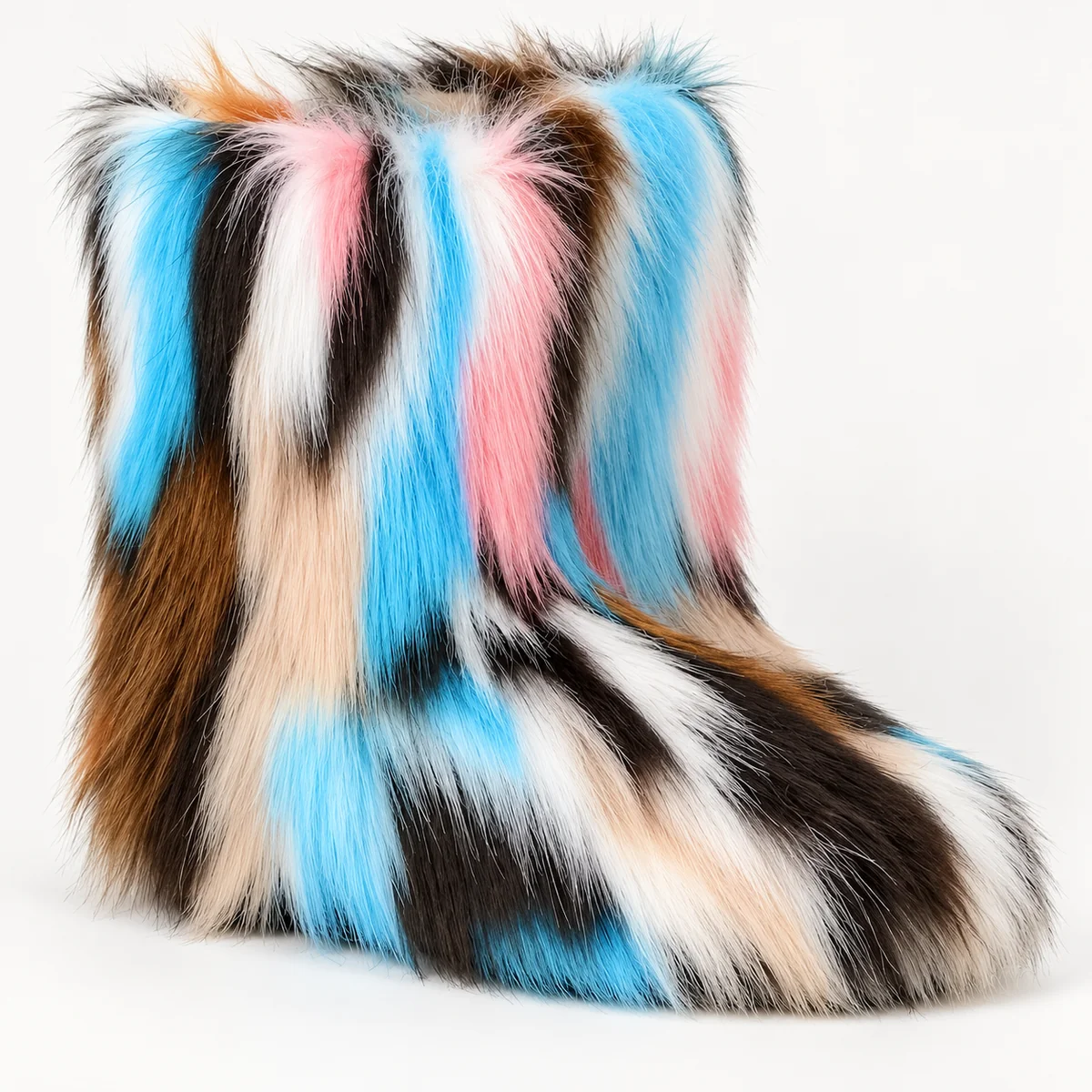 44211 16a bottes femme a effet peluche bleu et m detail