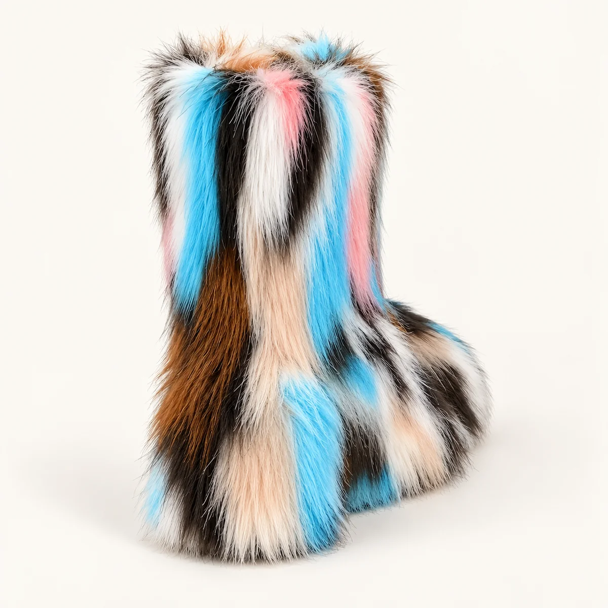 44211 16a bottes femme a effet peluche bleu et m vue arriere
