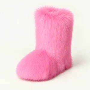 44213 16a bottes femme roses a effet peluche vue principale