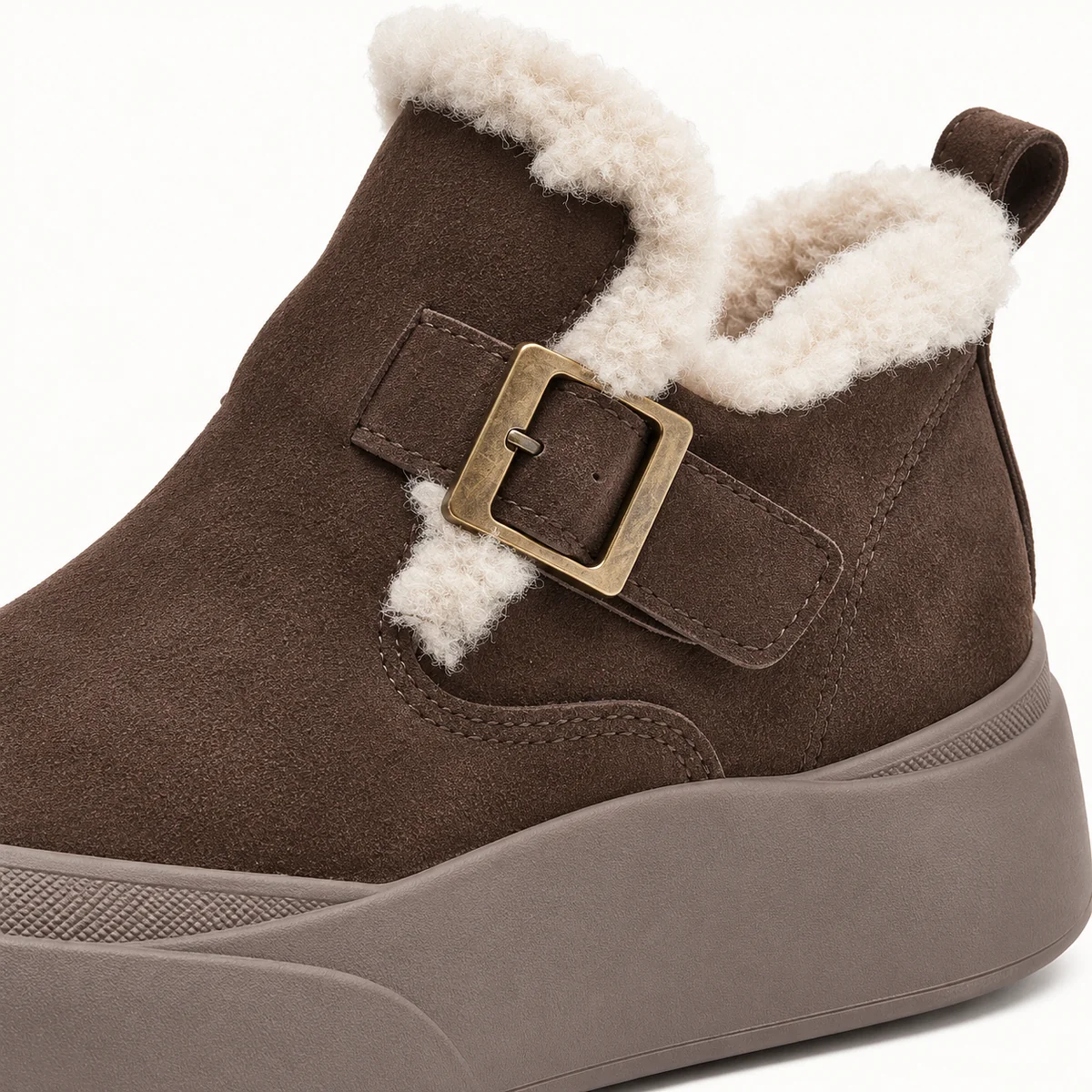 44219 16a bottines femme marron fonce fourrees a detail
