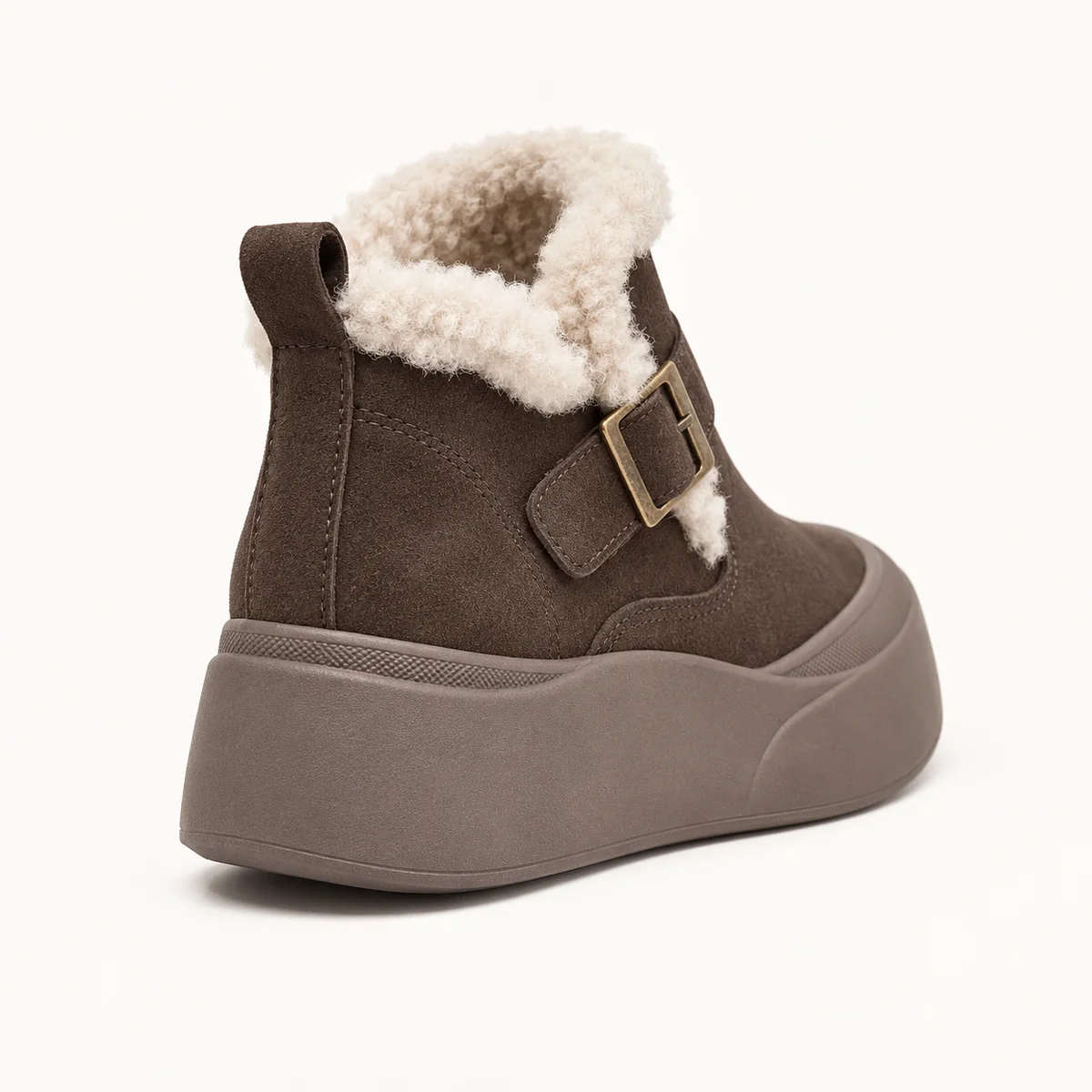 44219 16a bottines femme marron fonce fourrees a vue arriere