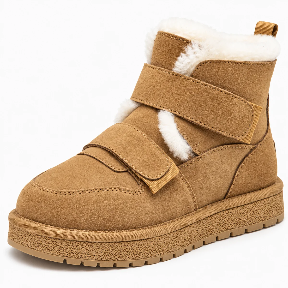44221 16a bottines femme camel fourrees a scratc detail