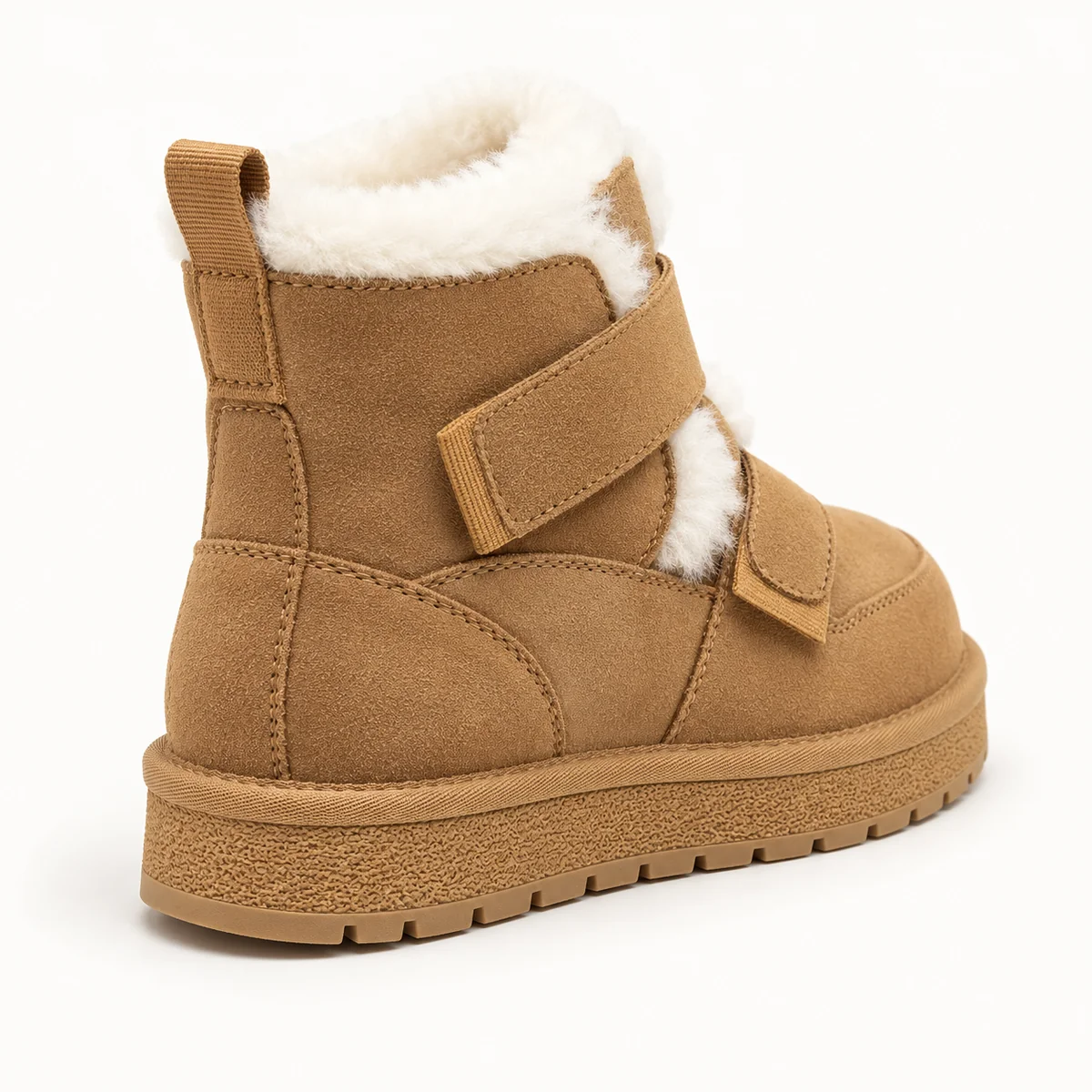 44221 16a bottines femme camel fourrees a scratc vue arriere