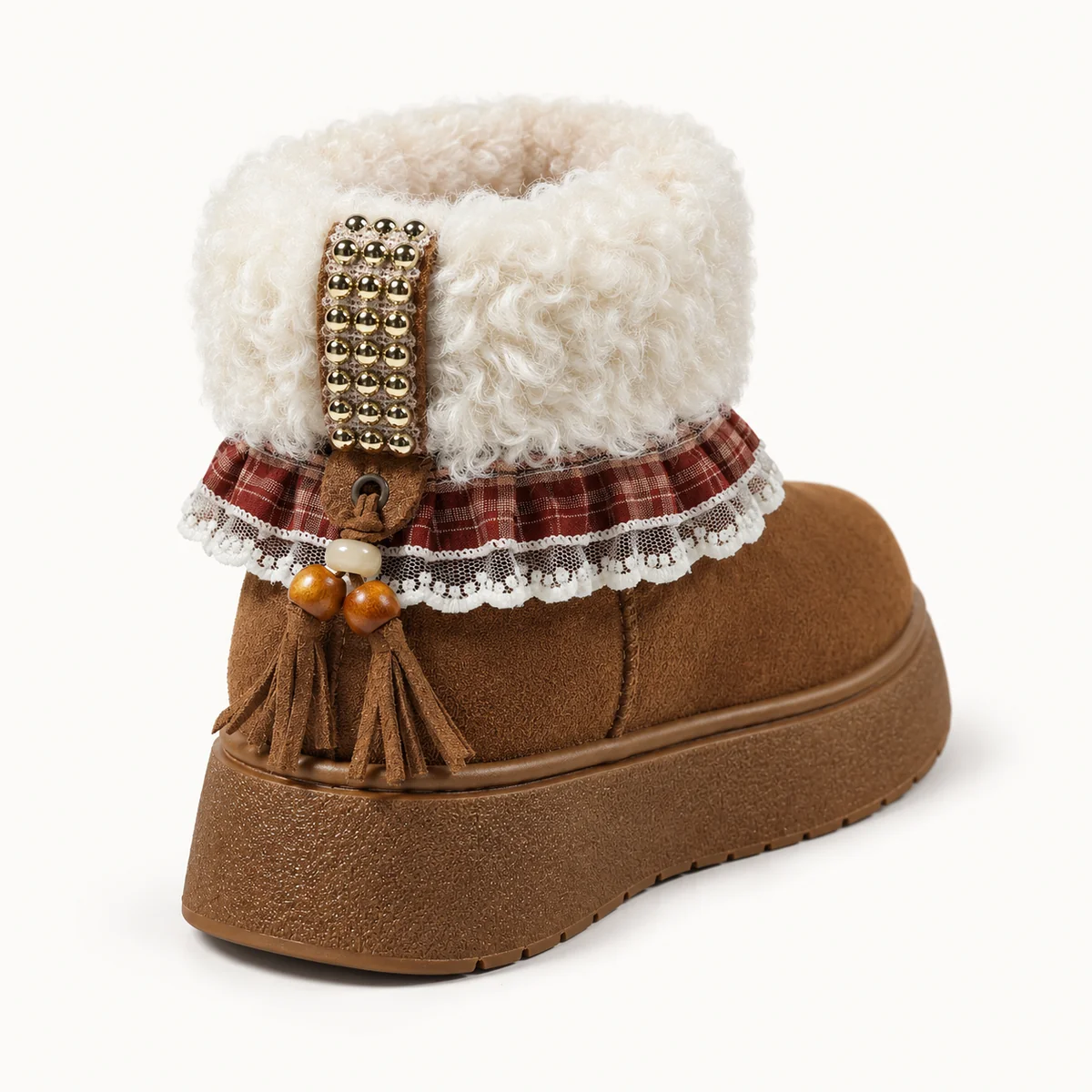 44223 16a bottines femme marron fourrees a bride vue arriere