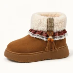 44223 16a bottines femme marron fourrees a bride vue principale