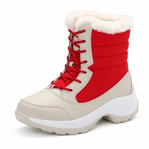 44232 16b bottes femme rouges fourrees a lacets vue principale